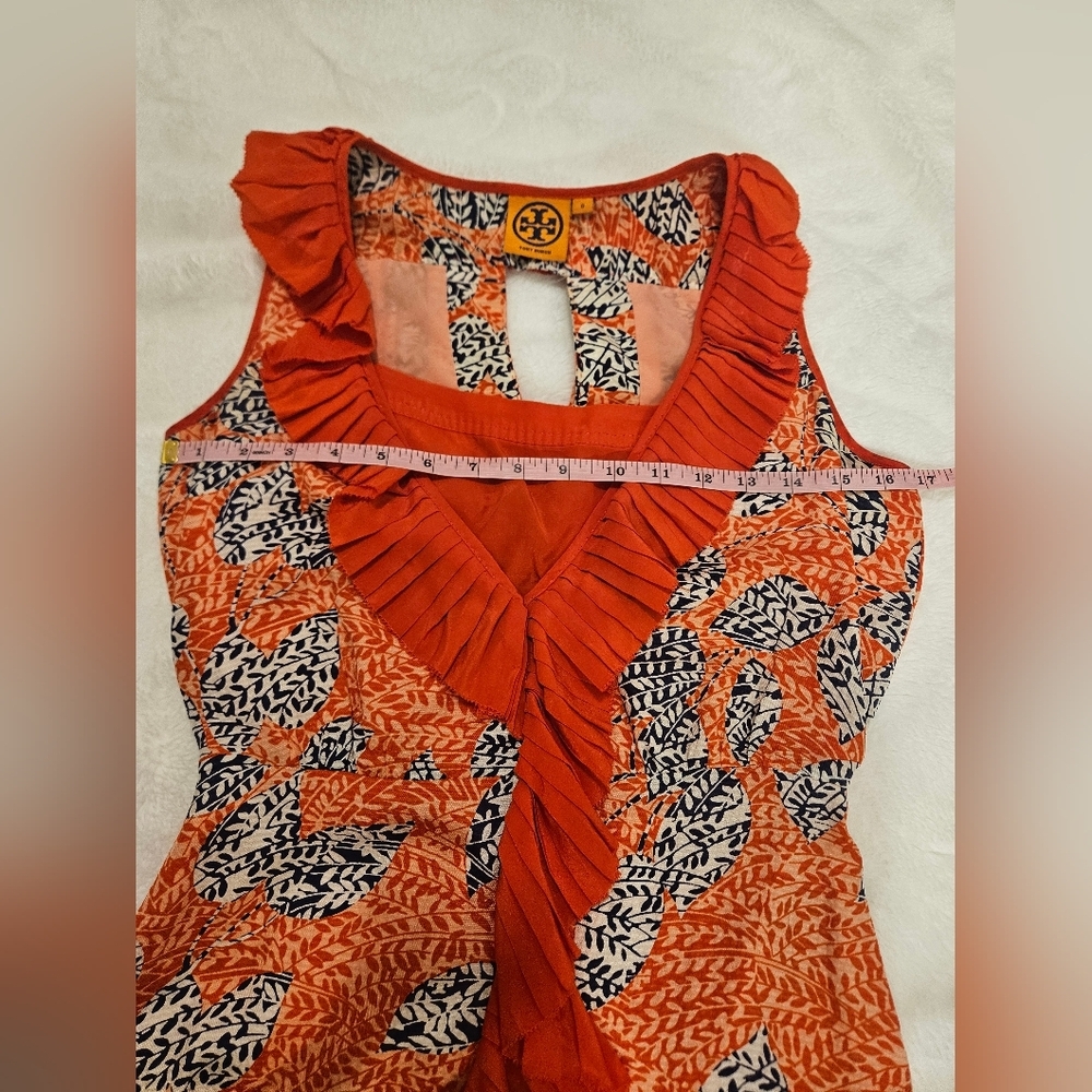 Tory Burch Janetta Silk Ruffle Pleated Dress,Mermaid Hem Size 0 - Picture 8 of 11